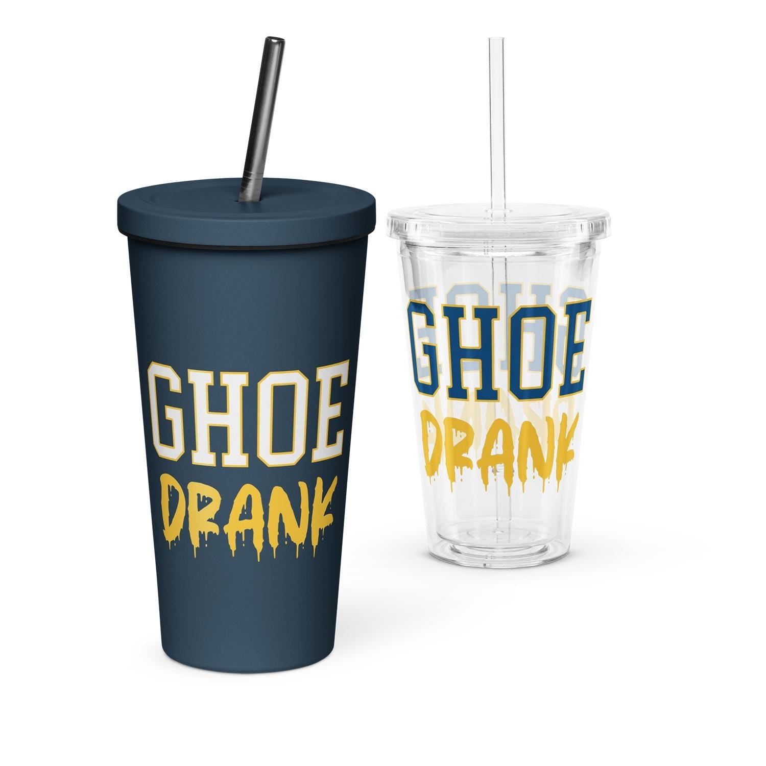 GHOE - GHOE Drank NC A&T Tumbler Clear Plastic or Stainless Steel with Straw __etsy:7840069949