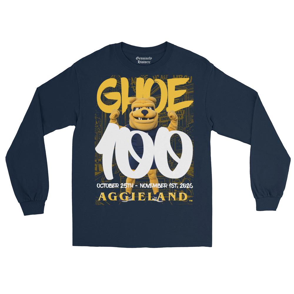GHOE - GHOE 100 NC A&T Long Sleeve Tee T-Shirt (Navy, Black, Gold, Grey) __etsy:8097378322