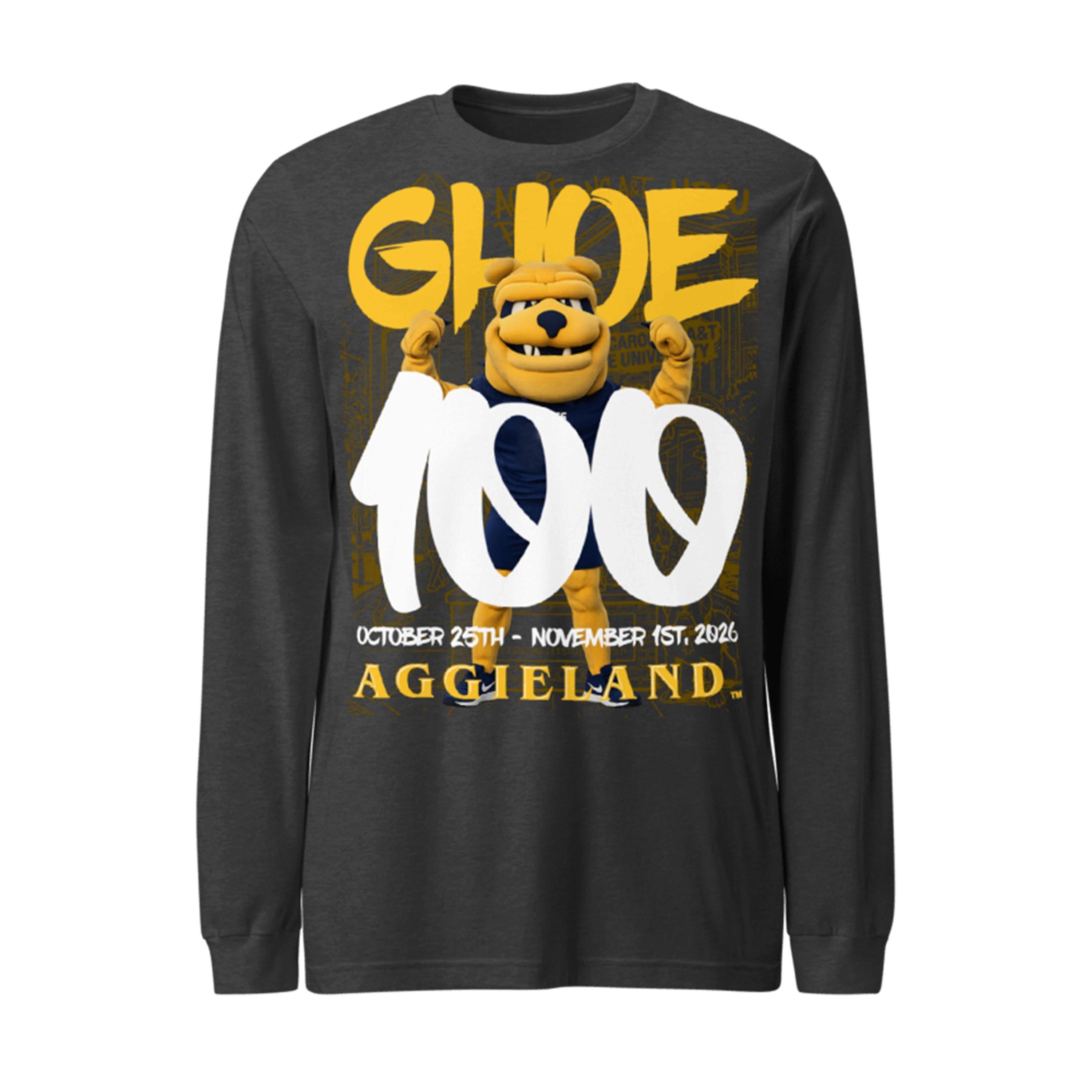 GHOE - GHOE 100 NC A&T Long Sleeve Tee T-Shirt (Navy, Black, Gold, Grey) __etsy:8097517292