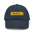 NCAT - 1601 E. Market Street Distressed Dad Cap Hat (Navy) NC A&T