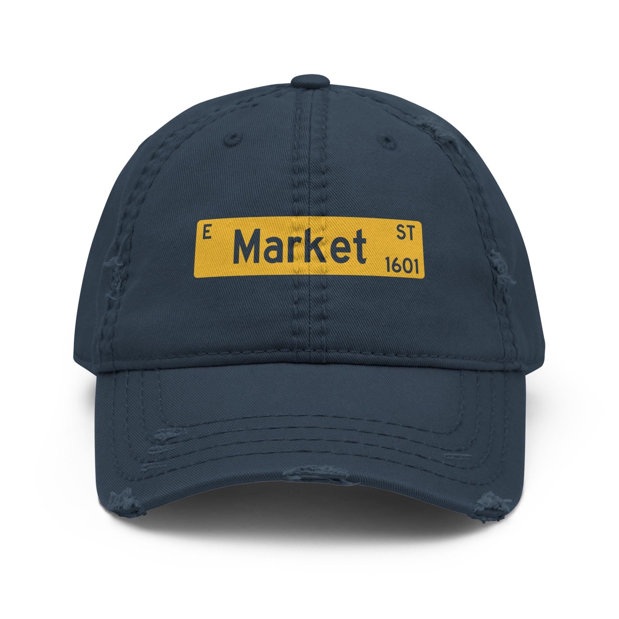 NCAT - 1601 E. Market Street Distressed Dad Cap Hat (Navy) NC A&T