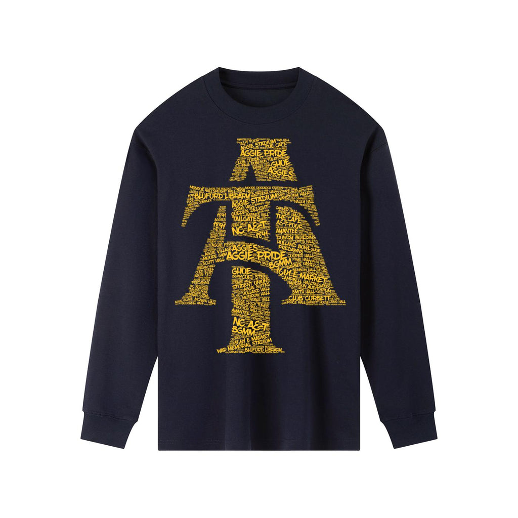 NCAT - Word Cloud Logo NC A&T Tee T-Shirt or Long Sleeve Shirt __etsy:8098914262