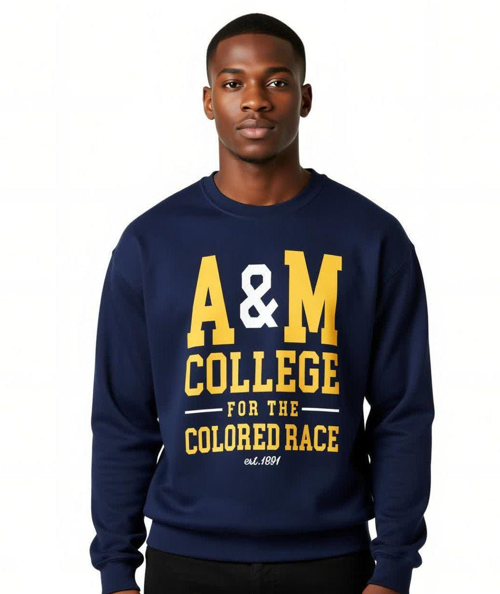 NCAT - AM College For the Colored Race NC A&T Unisex Sweatshirt (Navy/Grey) (etsy image id: 7633194523)