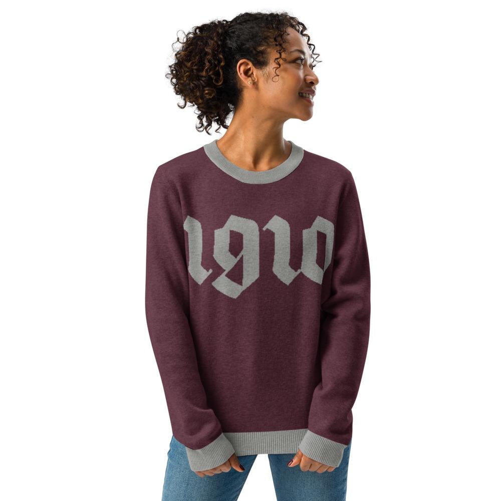 NCCU - 1910 Knitted Crewneck Sweater (etsy image id: 7731189301)