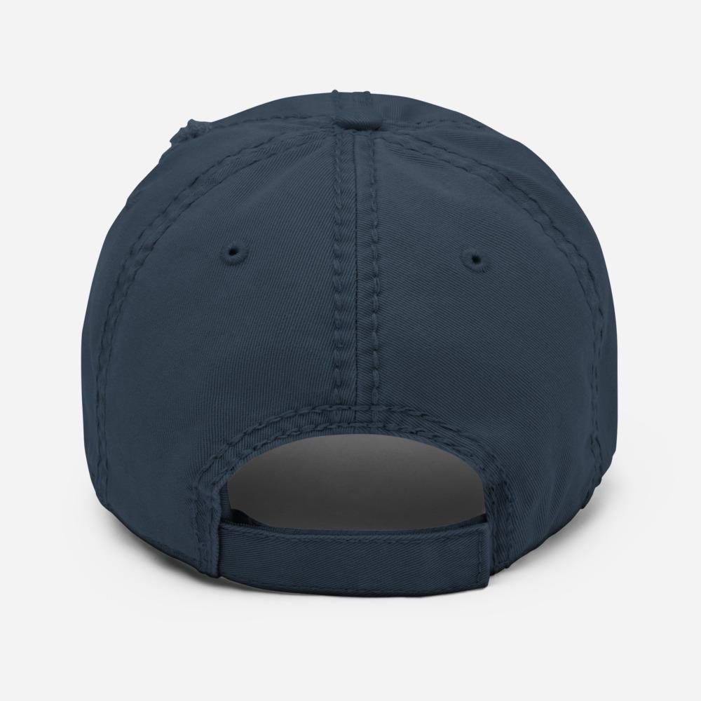 Spelman - 350 Spelman Ln SW Distressed Dad Cap Hat (Navy) (etsy image id: 7762452818)
