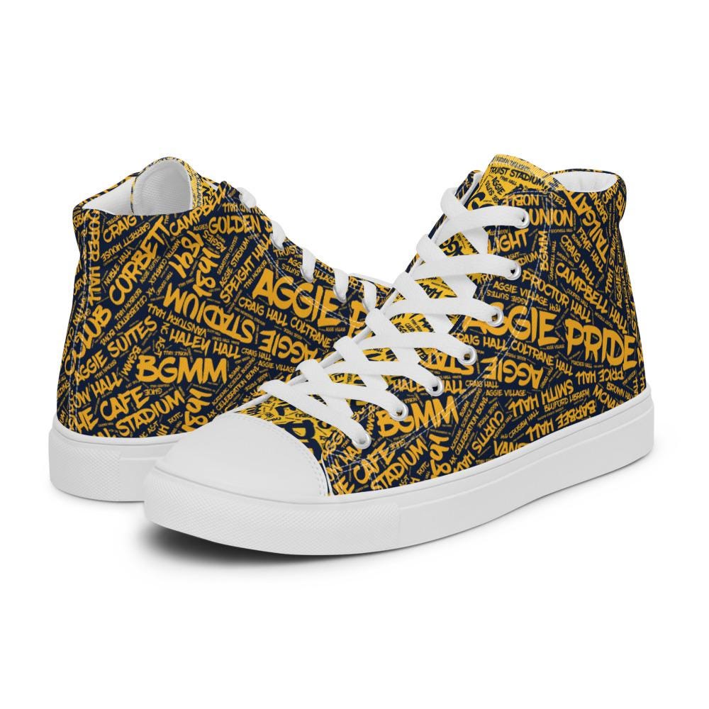 NCAT - NC A&T All Things Aggie High Top Canvas Shoes __etsy:7809055289