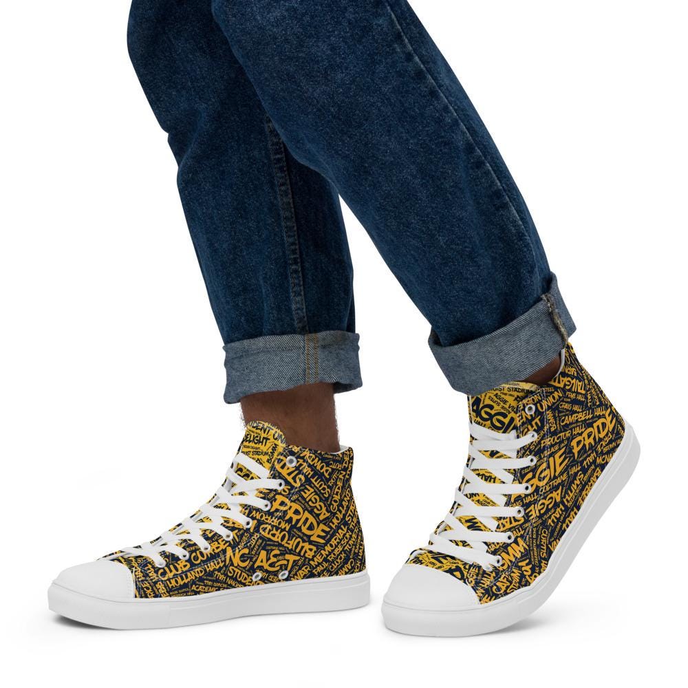 NCAT - NC A&T All Things Aggie High Top Canvas Shoes __etsy:7809055295