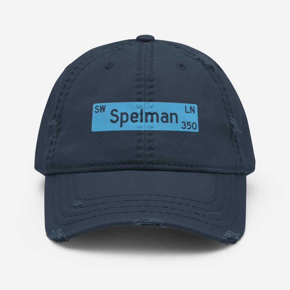 Spelman - 350 Spelman Ln SW Distressed Dad Cap Hat (Navy) (etsy image id: 7810398041)