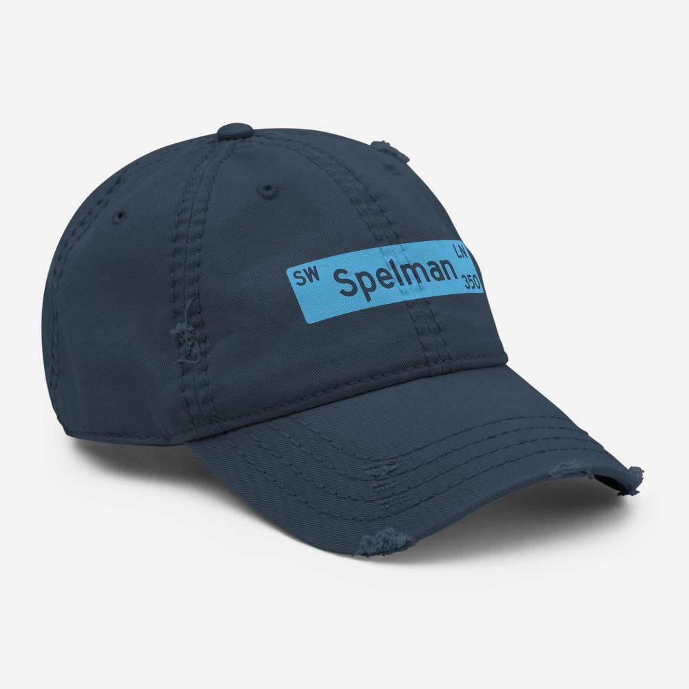 Spelman - 350 Spelman Ln SW Distressed Dad Cap Hat (Navy) (etsy image id: 7810398047)