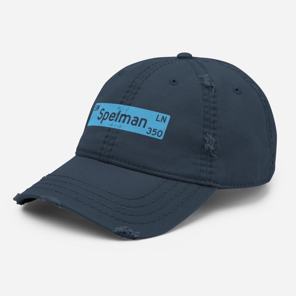Spelman - 350 Spelman Ln SW Distressed Dad Cap Hat (Navy) (etsy image id: 7810398049)