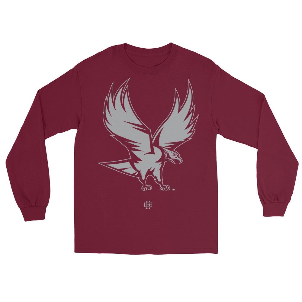 NCCU - NC Central Eagle Big Logo Unisex Long Sleeve Shirt (Grey, Maroon, Black) (etsy image id: 7842946567)