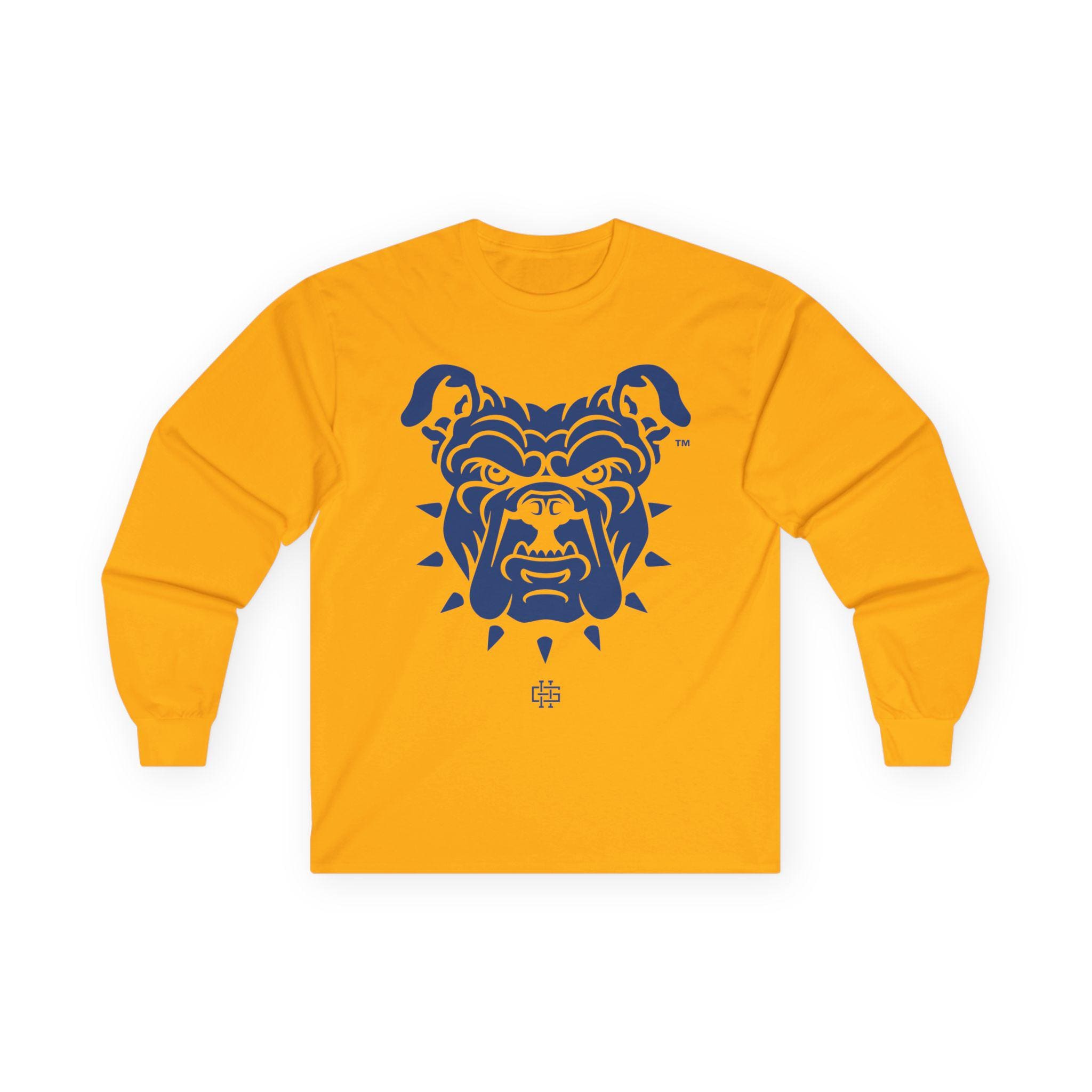 NCAT - NC A&T Dawg Big Logo Unisex Long Sleeve Shirt (Grey, Gold, Navy, Back) (etsy image id: 7843007117)