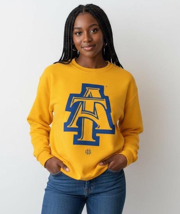 NCAT - Logo Unisex Tee T-Shirt, Sweatshirt or Hoodie (Navy/Gold) __etsy:7843881137
