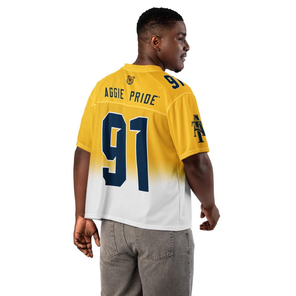 NCAT - NC A&T Aggies Boxy Football Jersey (etsy image id: 7894273772)