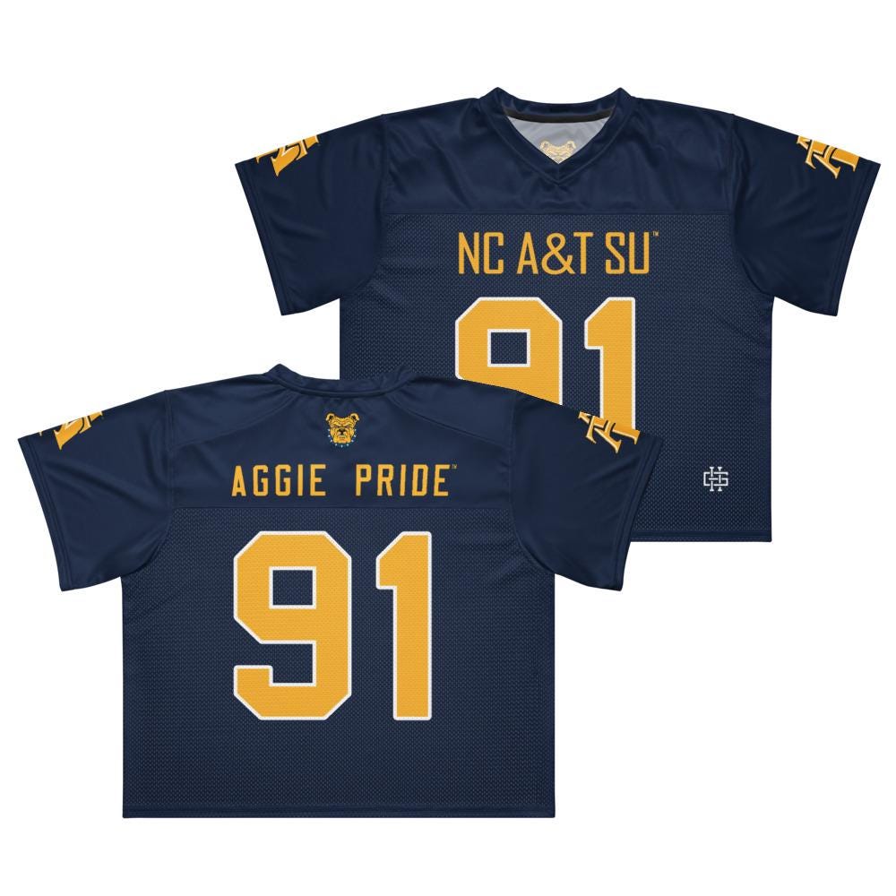NCAT - NC A&T Aggies Boxy Football Jersey (etsy image id: 7894286784)