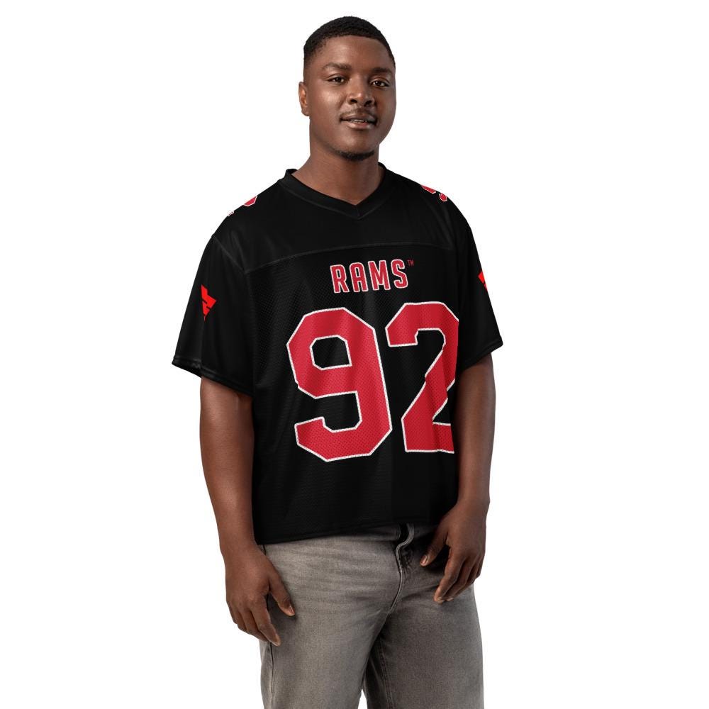 WSSU - Winston-Salem State Rams Boxy Football Jersey (etsy image id: 7909745968)