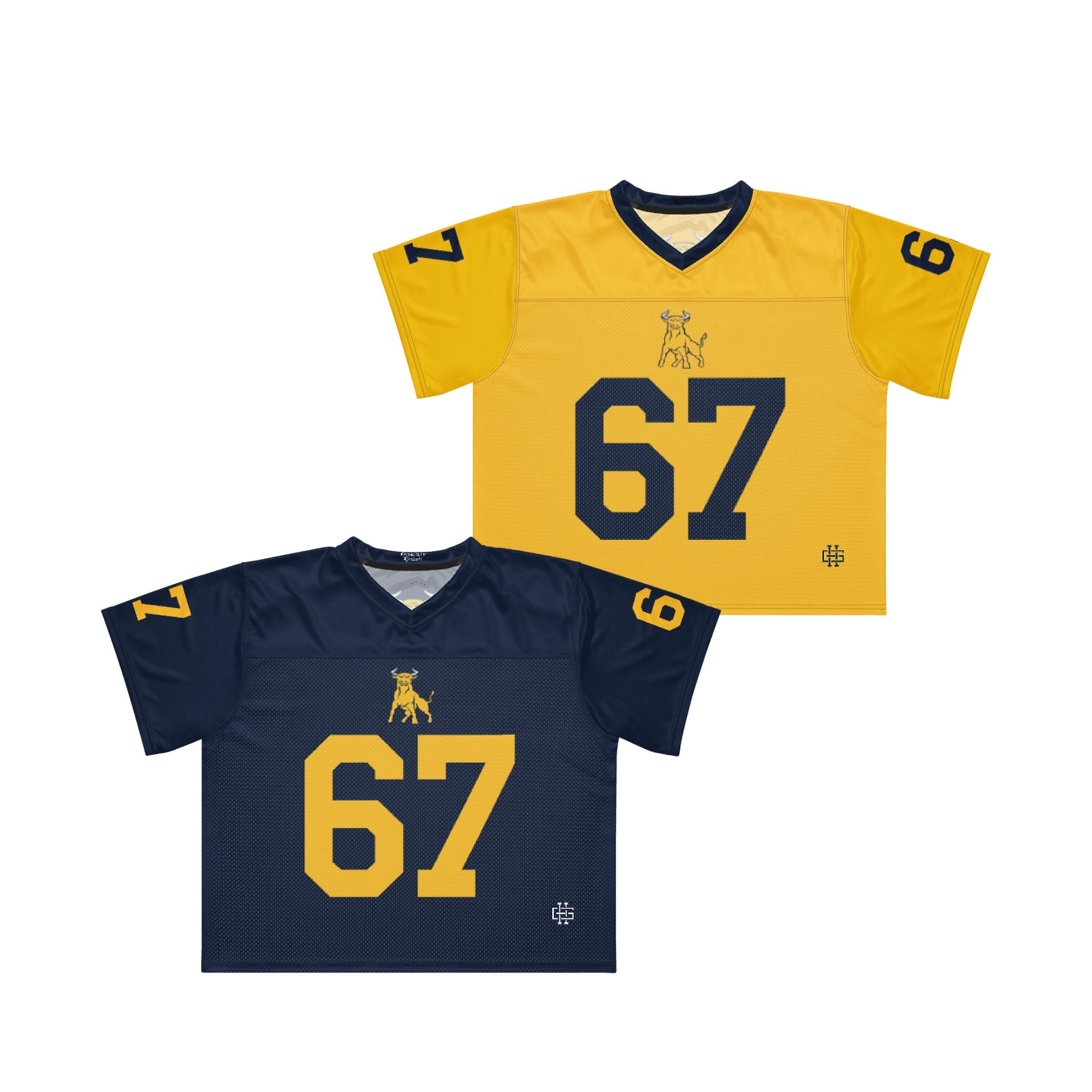 JCSU - Golden Bulls Boxy Football Jersey (etsy image id: 7923540135)