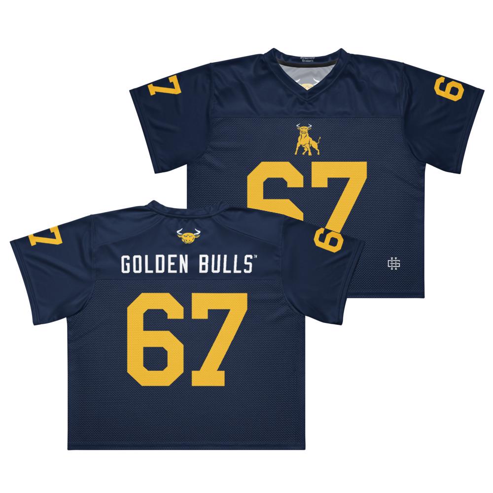 JCSU - Golden Bulls Boxy Football Jersey (etsy image id: 7923542411)