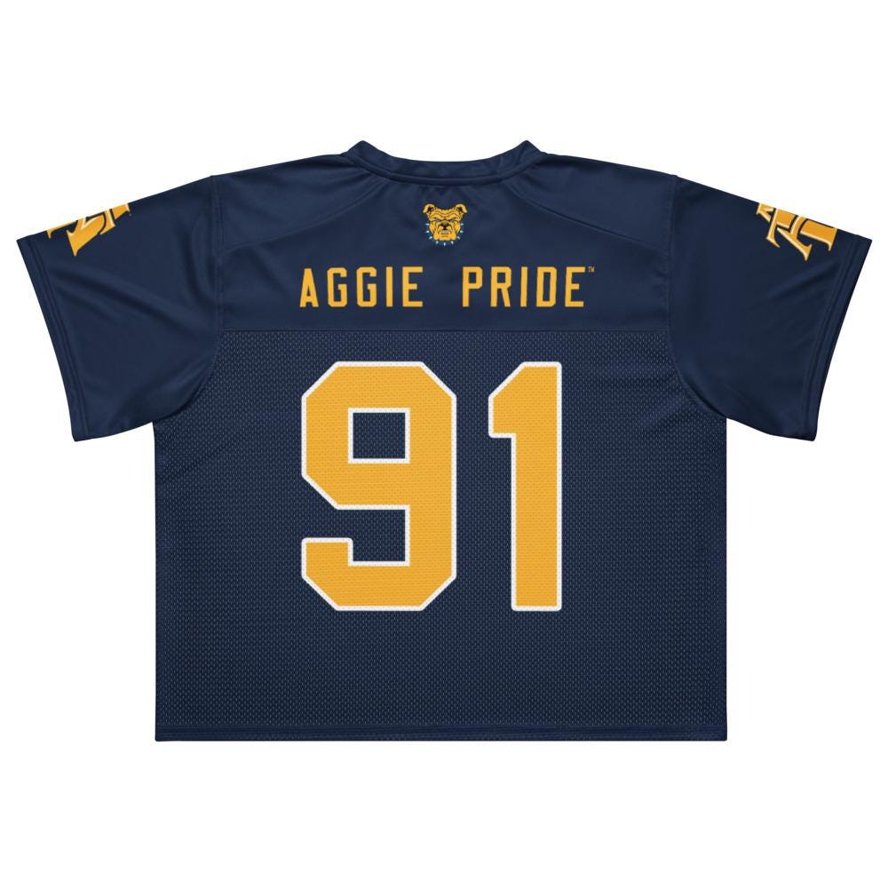 NCAT - NC A&T Aggies Boxy Football Jersey (etsy image id: 7942245209)