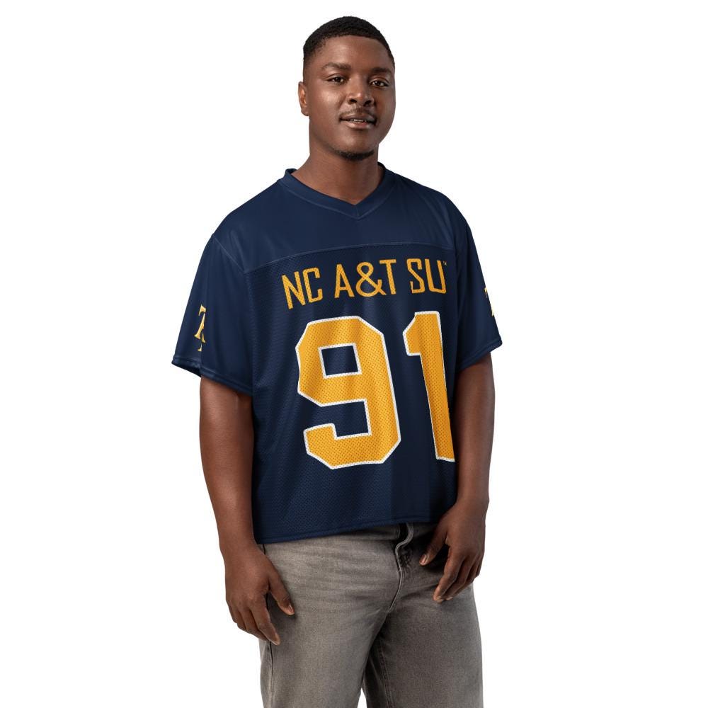 NCAT - NC A&T Aggies Boxy Football Jersey (etsy image id: 7942245241)