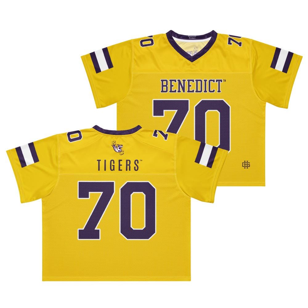 Benedict College - Tigers Boxy Football Jersey (etsy image id: 7949068978)