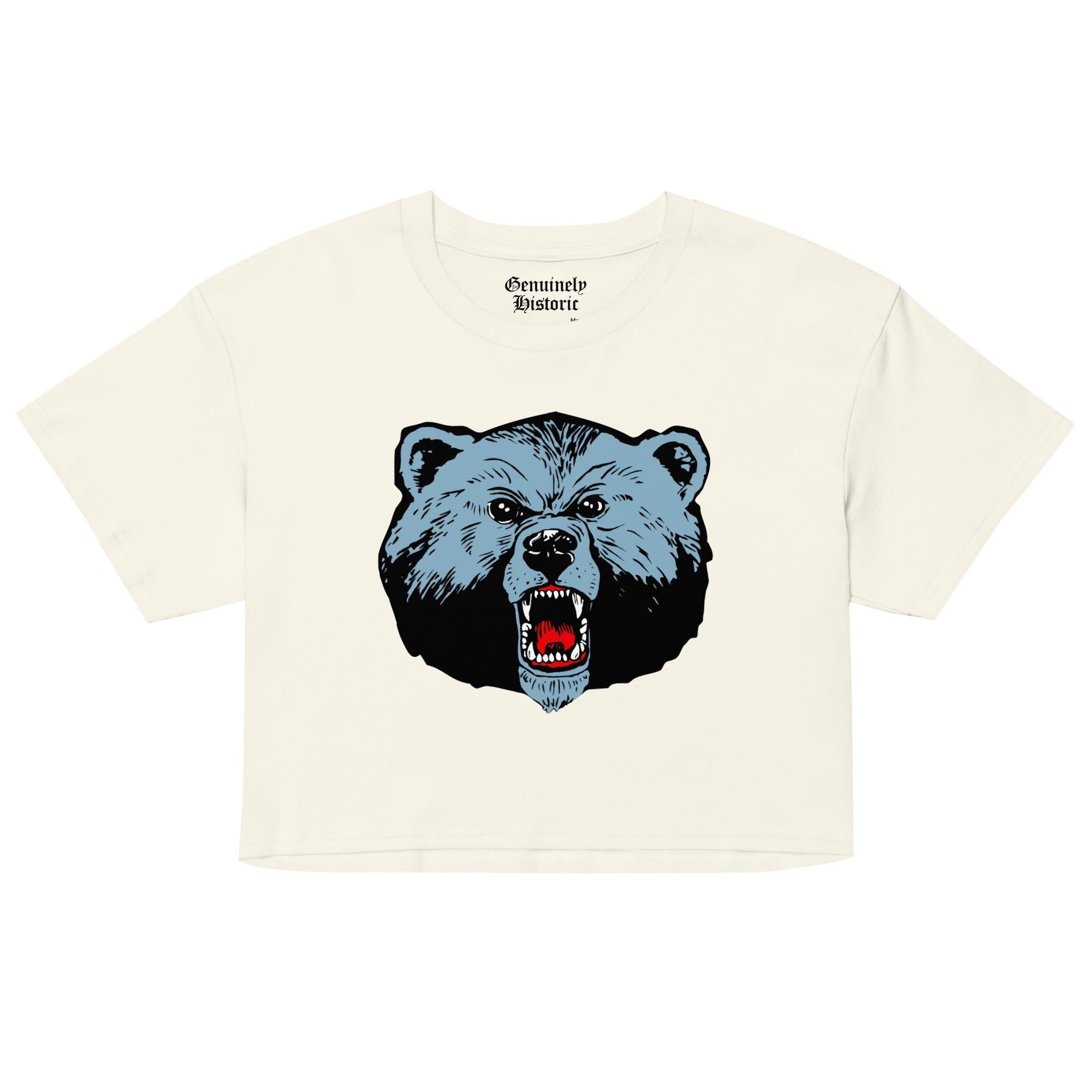Livingstone - Blue Bears Women’s Logo Crop Top (Black/White) (etsy image id: 7980980949)