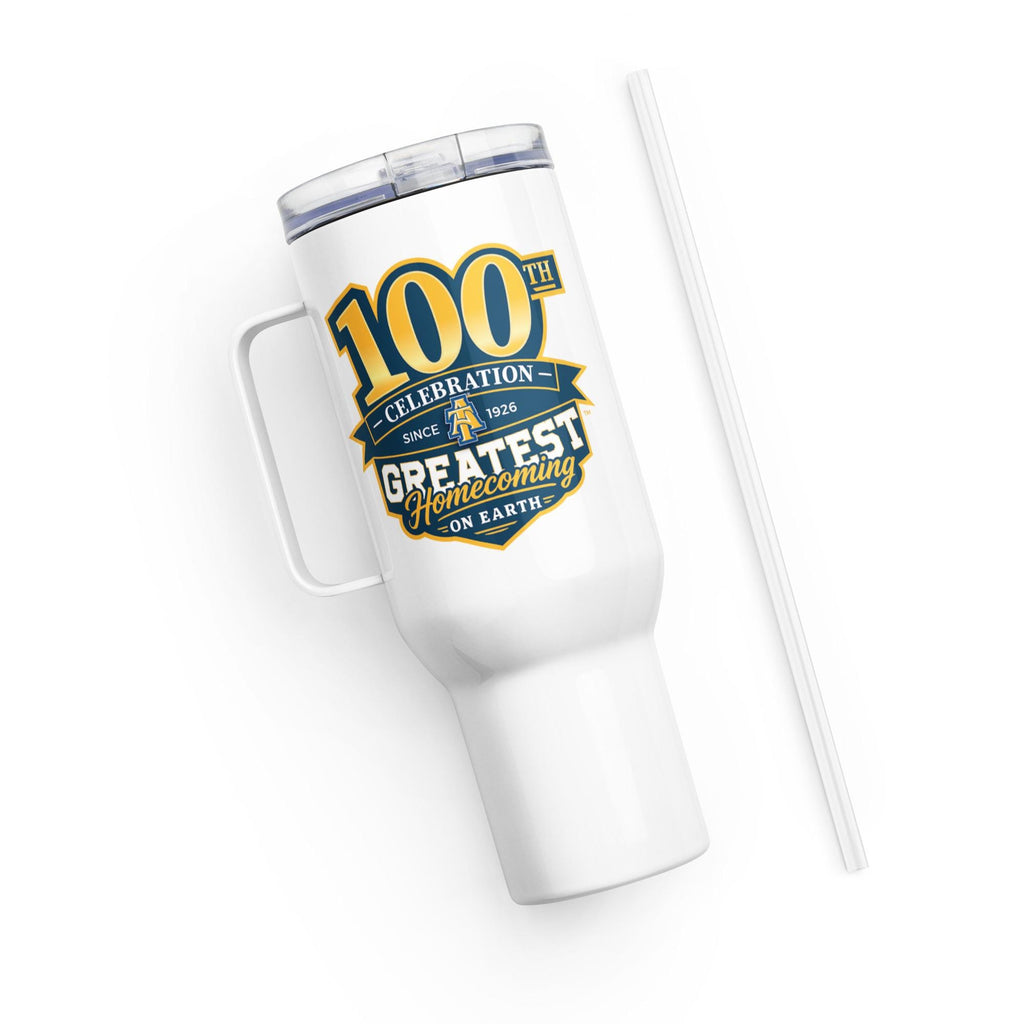 NCAT - GHOE 100 NC A&T Travel Mug With Handle and Straw 25oz, 40oz