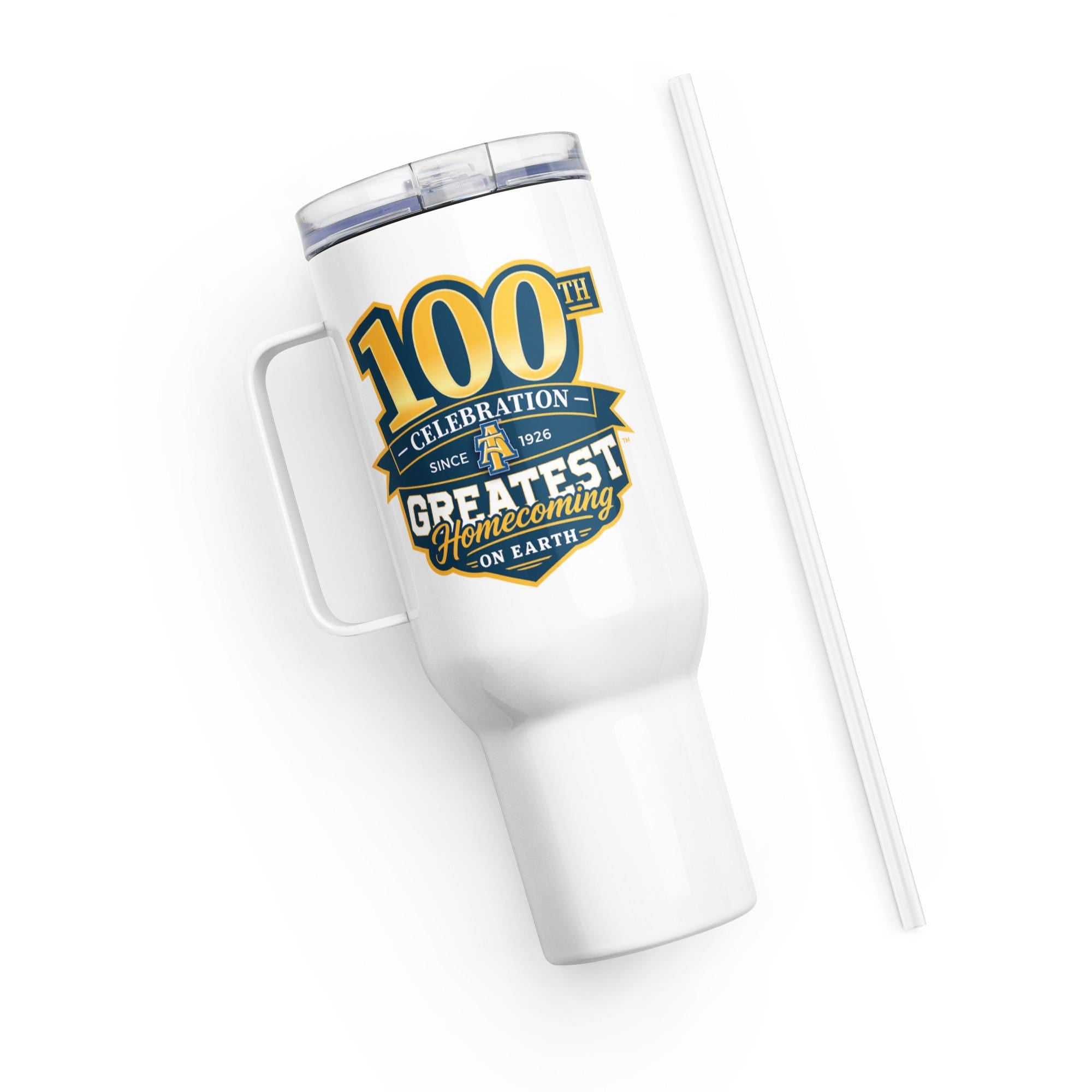 NCAT - GHOE 100 NC A&T Travel Mug With Handle and Straw 25oz, 40oz