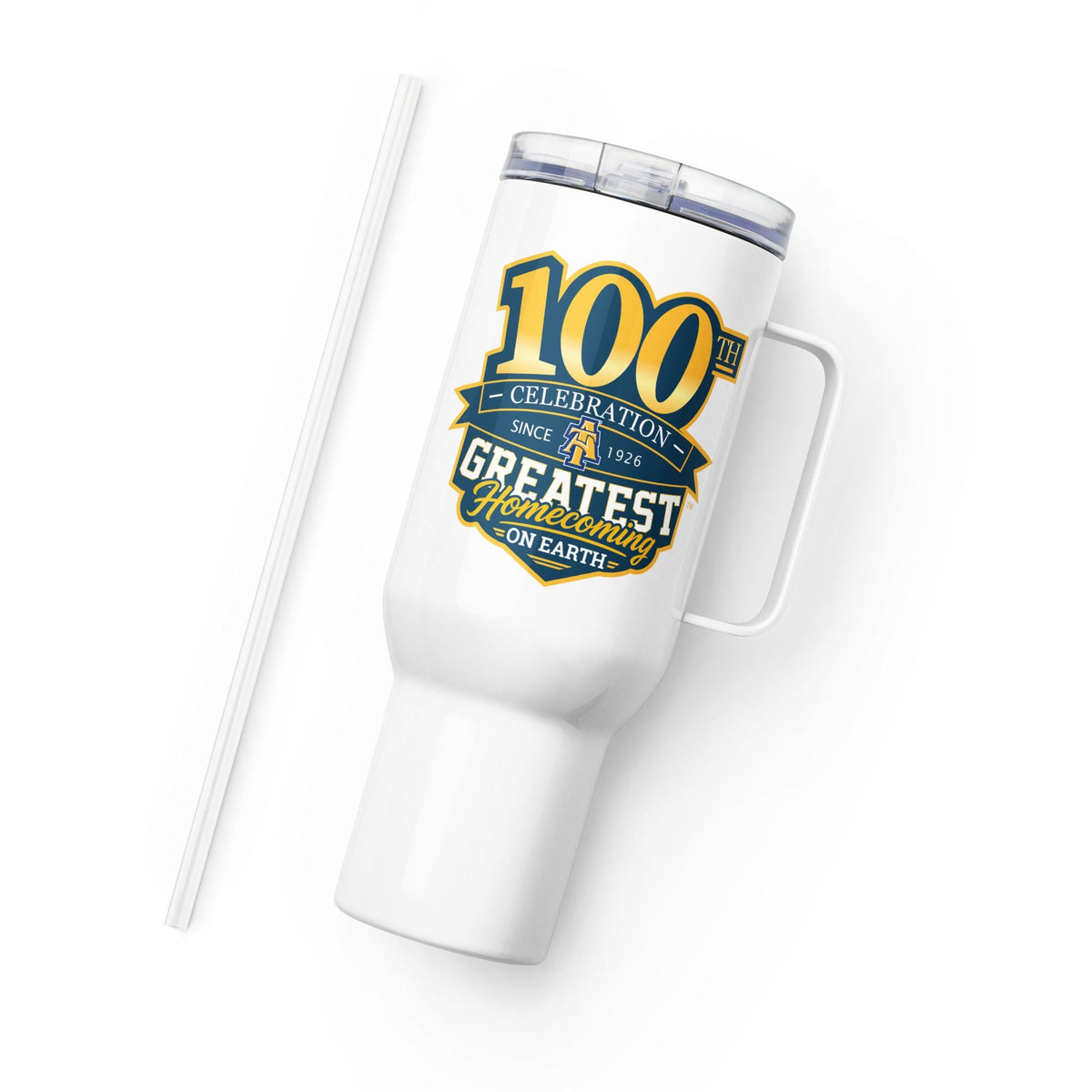 NCAT - GHOE 100 NC A&T Travel Mug With Handle and Straw 25oz, 40oz __etsy:8435411364