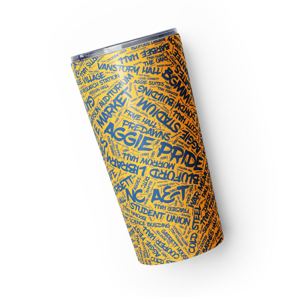 NC A&T Aggie Pride 20oz Tapered Stainless Steel Tumbler